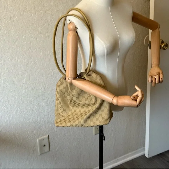💎GUCCI SUPER VINTAGE MONOGRAM CANVAS/LEATHER BUCKET BAG/AUTHENTIC💎
